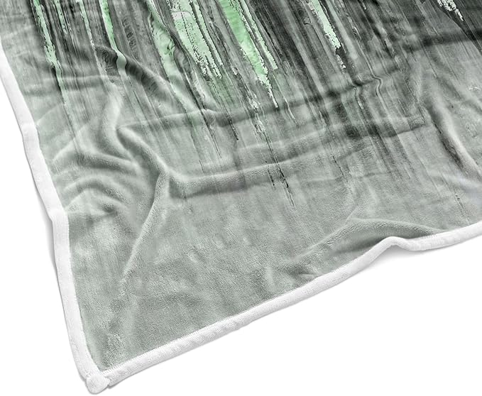 Abstract Throw Blankets, Modern Green Gold CrackNon Cozy Warm Bed Couch Blanket - Image 5