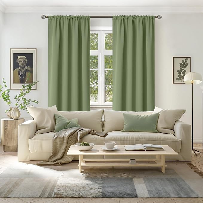 BGment Olive Green Blackout Curtains 90 Inch Length - Image 2