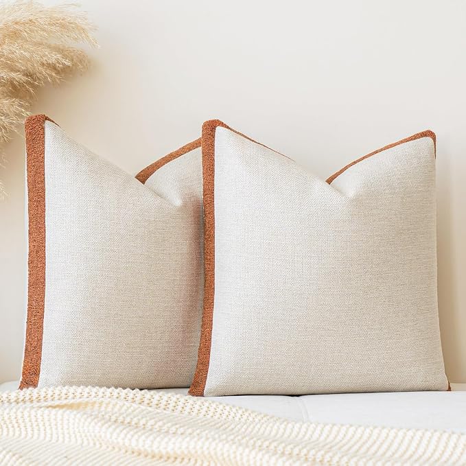 a moment Loop Yarn Linen-Like Pillow Cover Natural Soft Decorative Throw Pillow by amoment