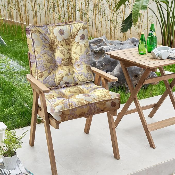 ARTPLAN Outdoor Seat Cushion, Square Thick Tufted Pure Chair Cushion - Image 3