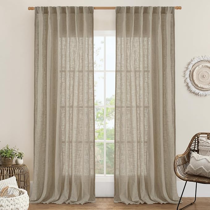 LAMIT Taupe Linen Curtains 90 Inch by LAMIT