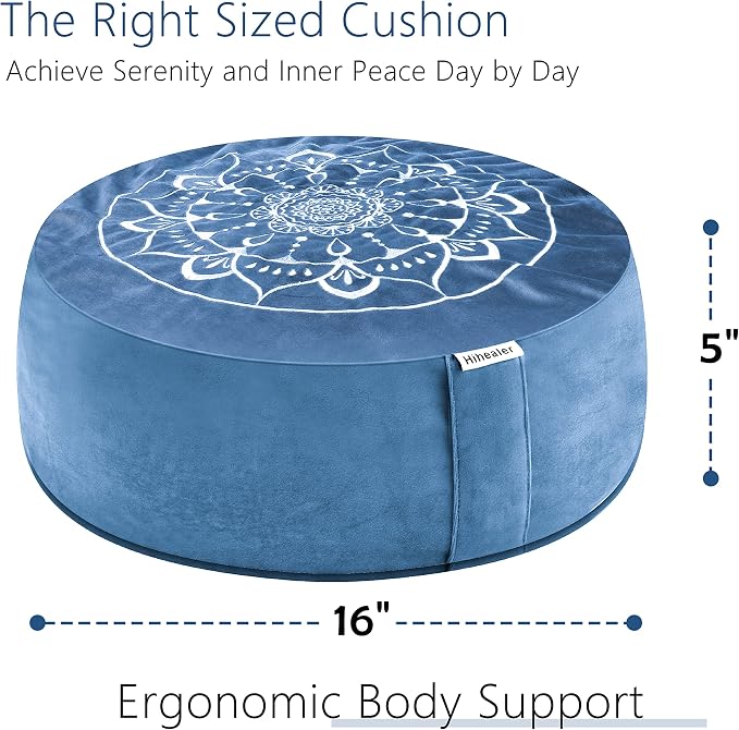 Hihealer Meditation Cushion, Traditional Tibetan Meditation Pillow Velvet Cover - Image 3