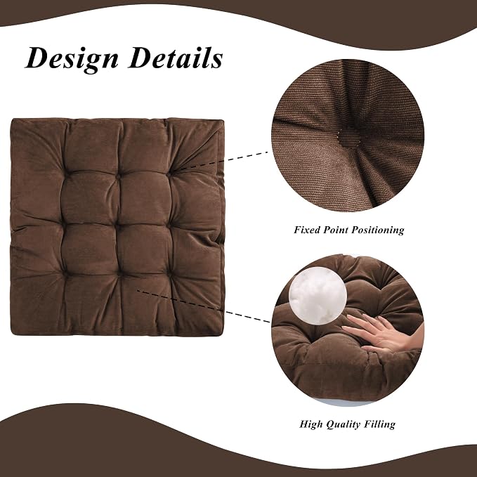 Meditation Floor Pillow 22×22 Inch 2 Pack Large Floor Cushions - Image 4