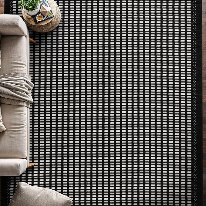Beverly Rug Micro Loop Area Rug Black/White 5x7 Geometric Modern Luxury Zebra - Image 5