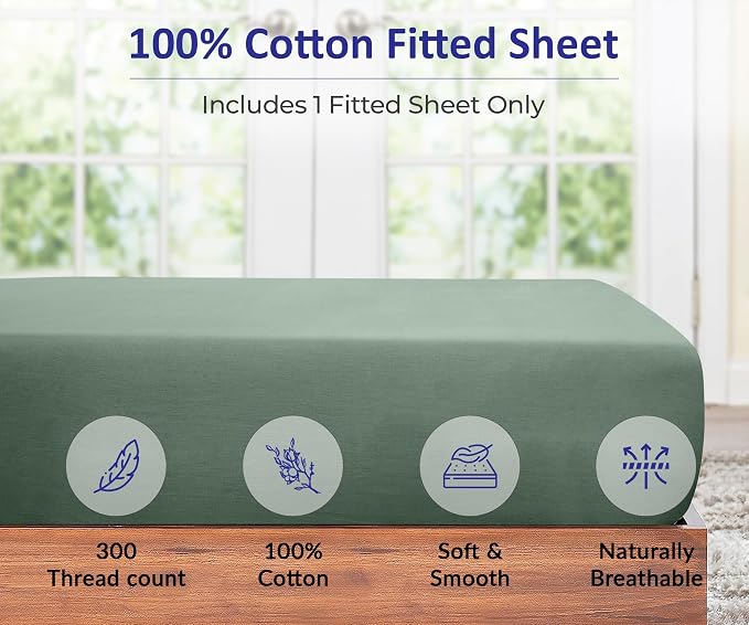 ROYALE LINENS 300 Thread Count 100% Long Staple Combed Cotton Fitted Sheet Twin - Image 3