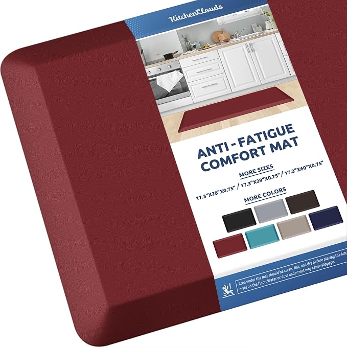 KitchenClouds Kitchen Mat Cushioned Anti Fatigue Kitchen Rug 0.8inch Waterproof by KitchenClouds