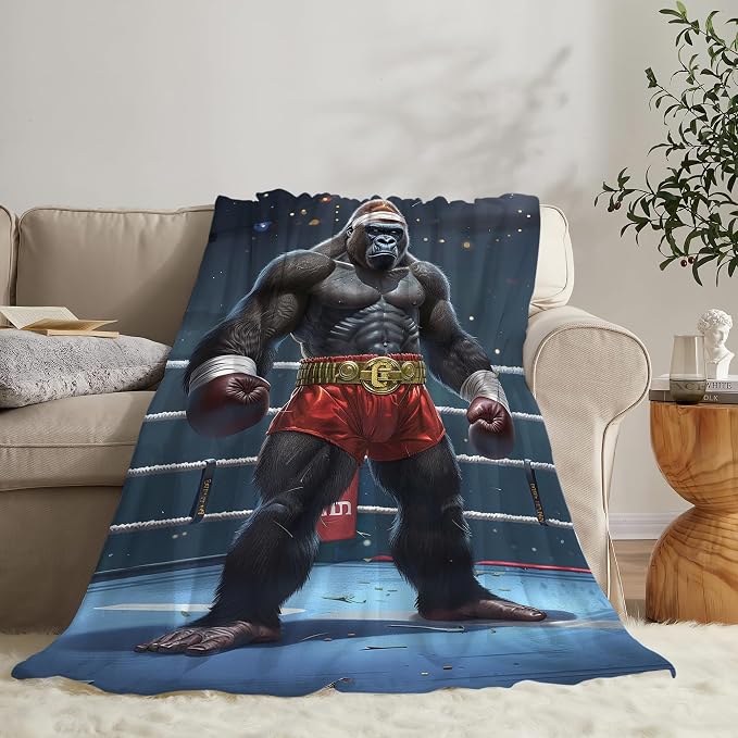 Gorilla Boxing Throw Blanket - Image 7
