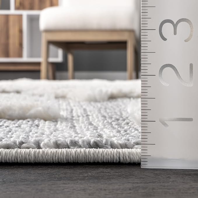 nuLOOM Raven Modern Stars High Low Shaggy Tassel Area Rug, Light Grey - Image 8