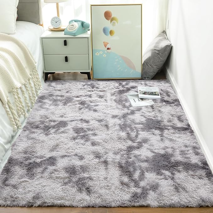 Ophanie 4x6 Tie-Dyed Grey&White Area Rugs by Ophanie