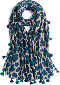 Scarf for Women Lightweight Soft Floral Leopard Printed Scarves Fall Winter by QIUTIMIY