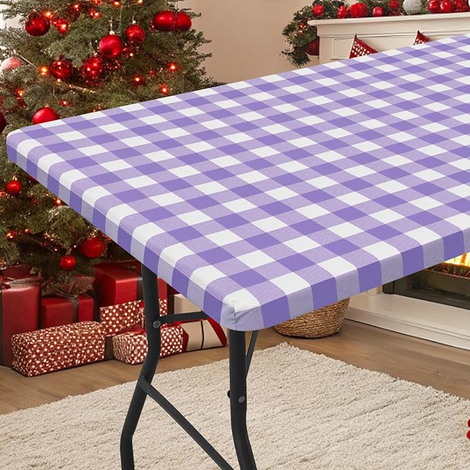 Smiry Rectangle Picnic Table Cloth, Elastic Waterproof Fitted Vinyl Tablecloths by Smiry
