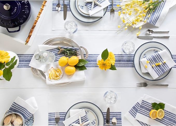 Solino Home Stripe Linen Table Runner 72 Inches Long - Image 3