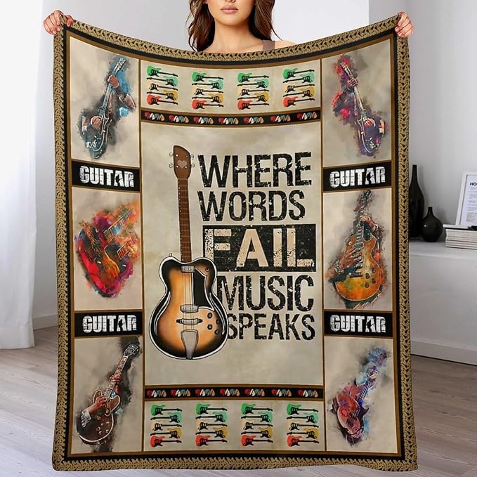 Guitar Blanket Guitar Gifts for Boys Men Music Throw Blanket for Kids Adults - Image 4