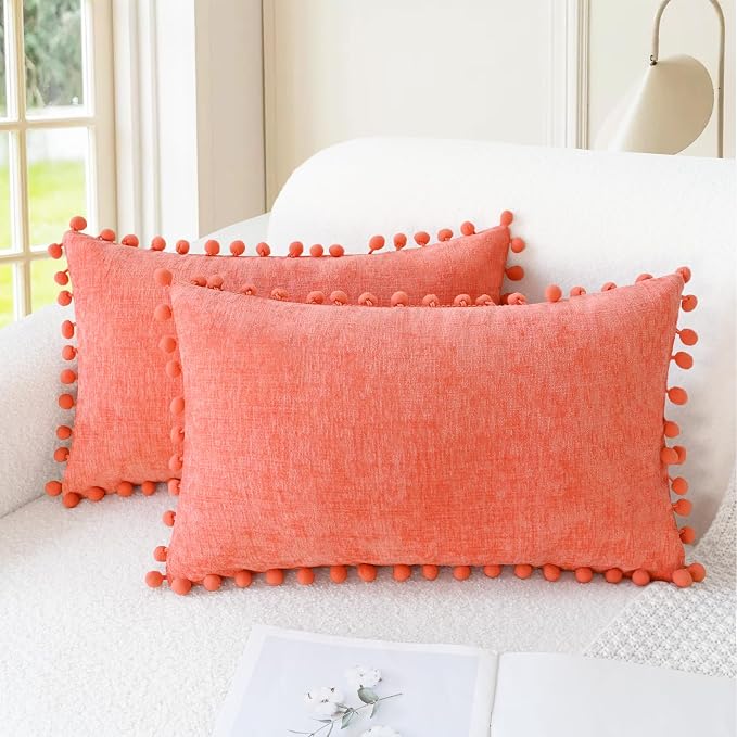 CaliTime Throw Pillow Covers Decorative 20 X 12 Inches Pack of 2 Cozy Solid by CaliTime