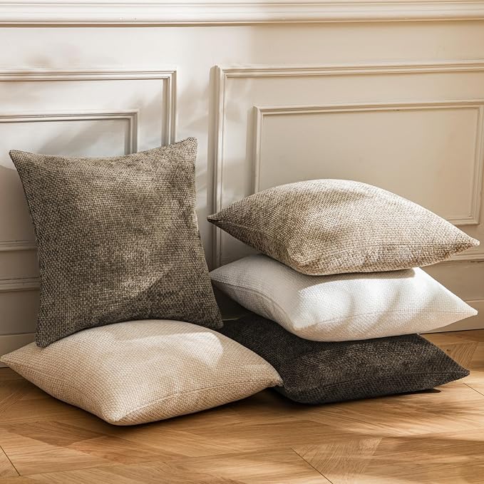 a moment Brown Chenille Throw Pillow Covers 12x20 Inch Pack of 2 Modern - Image 5