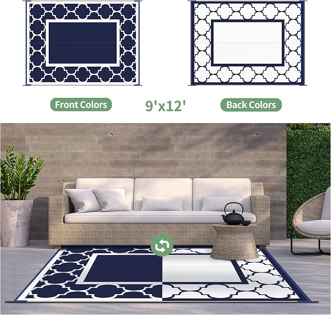 GENIMO 9' x 12' Outdoor Rug Waterproof - Image 2