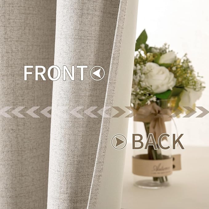MIULEE Linen Textured Curtains Solid 100% Blackout - Image 6
