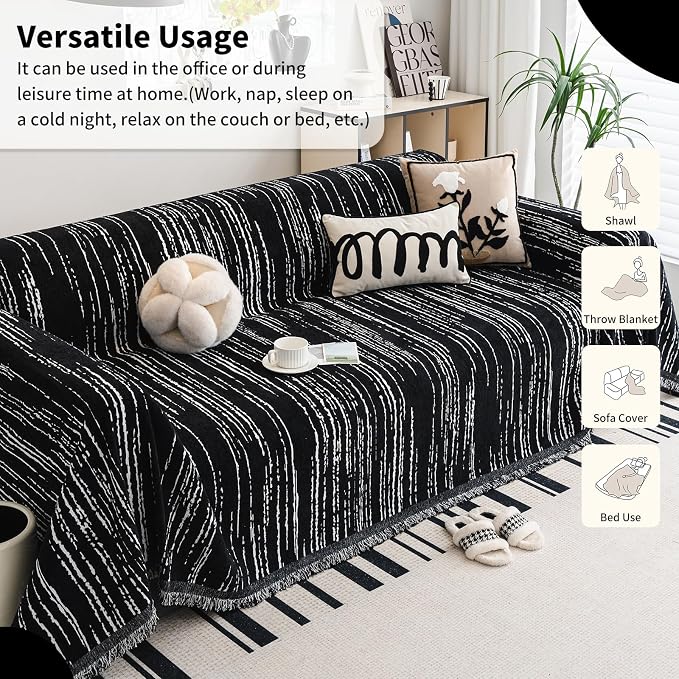 Chenille Couch Cover Pet Friendly, Sofa Cover Washable, Reversible Sofa - Image 5