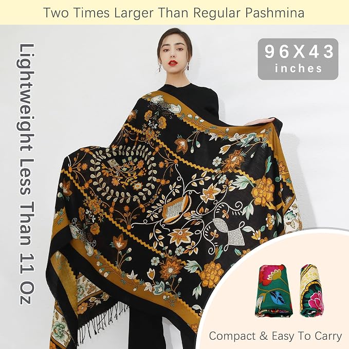 DANA XU 100% Merino Wool Extra Large Pashmina Blanket Travel Scarf Cashmere Wrap - Image 6