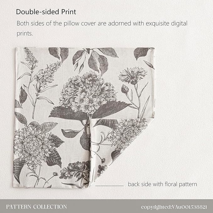 Foindtower Set of 2 Linen Floral Throw Pillow Covers Vintage Accent Print - Image 7