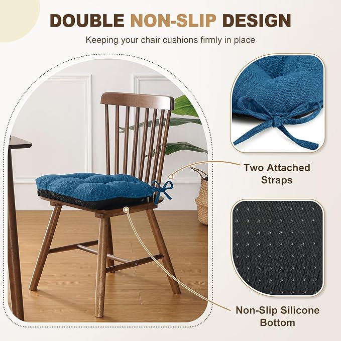 downluxe Indoor Chair Cushions for Dining Chairs, Tufted Overstuffed Textured - Image 4