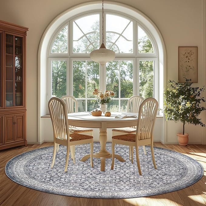 jinchan Round Rug 8ft Washable Circle Soft Rug - Image 2