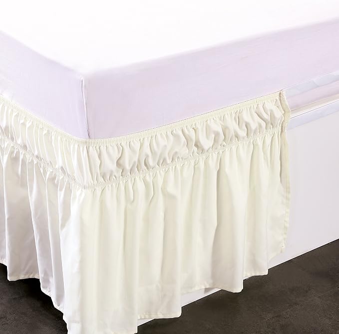 MEILA Wrap Around Bed Skirt Three Fabric Sides Elastic Dust Ruffled 18 Inch - Image 4