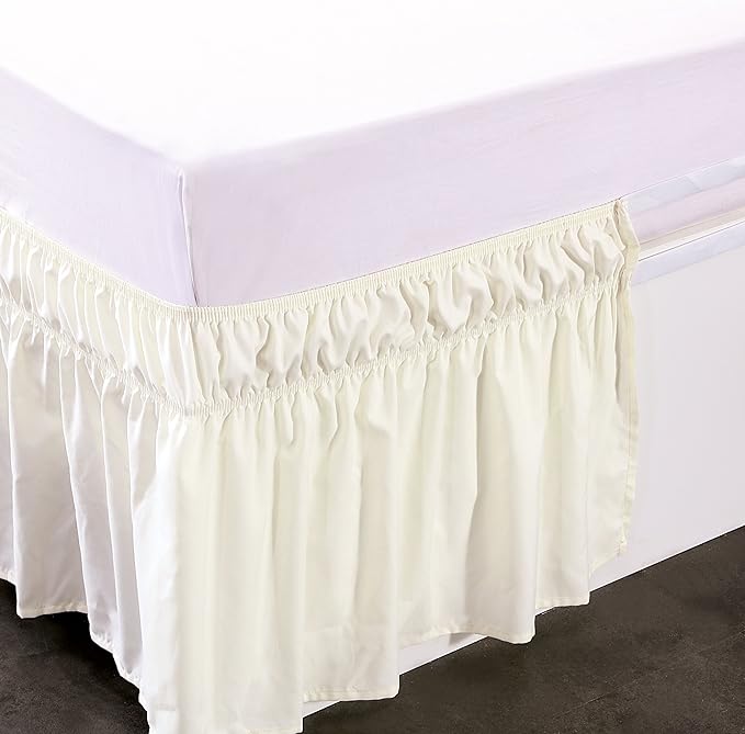 MEILA Wrap Around Bed Skirt Three Fabric Sides Elastic Dust Ruffled 18 Inch - Image 4