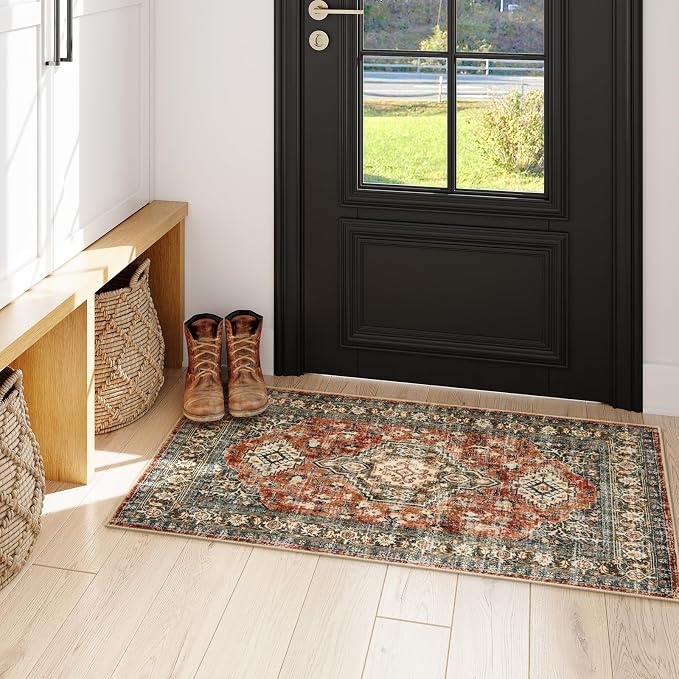 Lahome Oriental Small Area Rug, 2x4 Washable Entryway Rug Non-Slip Ultra-Thin - Image 3