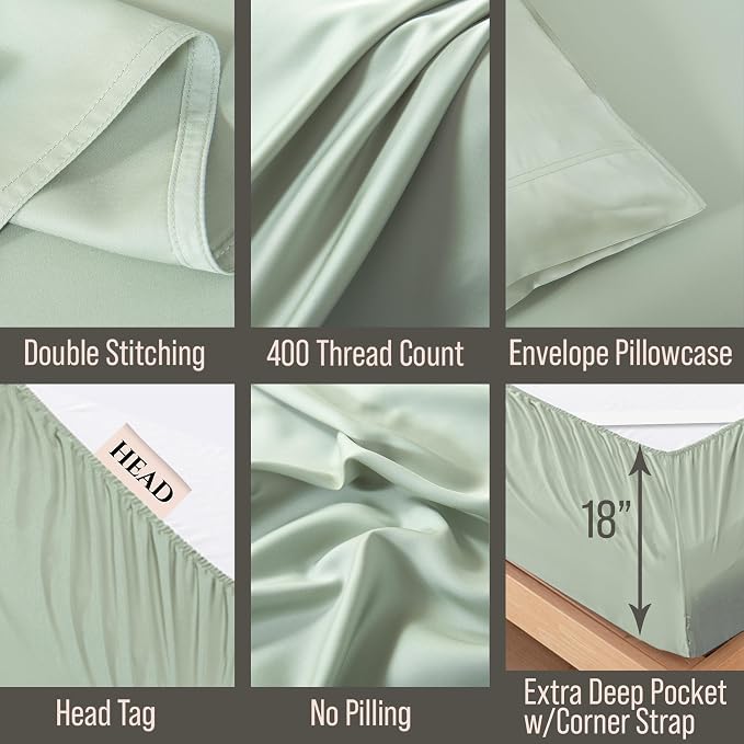 Bella Coterie 6 Piece Luxury Bamboo Viscose Split Top King Size Sheet Set | 34" - Image 4