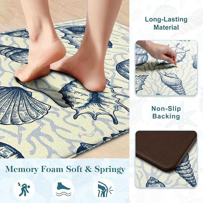 Kitchen Mats for Floor Cushioned Anti Fatigue Sets of 2 Beach Theme Kitchen - Image 5
