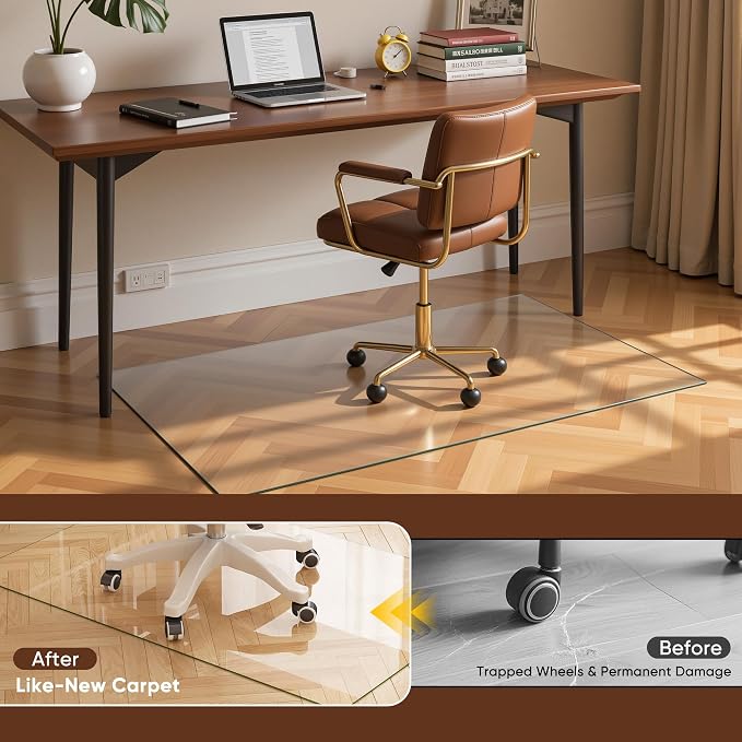 Antok Tempered Glass Chair Mat, Heavy Duty 0.2" Desk Chair Mat - Image 6