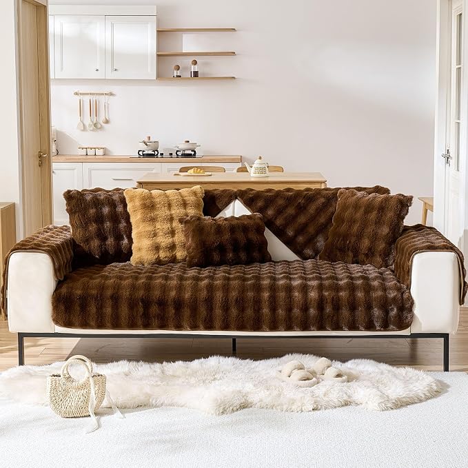 Faux Fur Decorative Throw Pillow Cover Plush Thick Bubble Pillow Covers Luxury by Huierxun