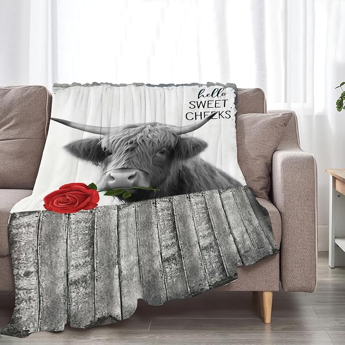 Funny Highland Cow Throw Blanket - Image 3