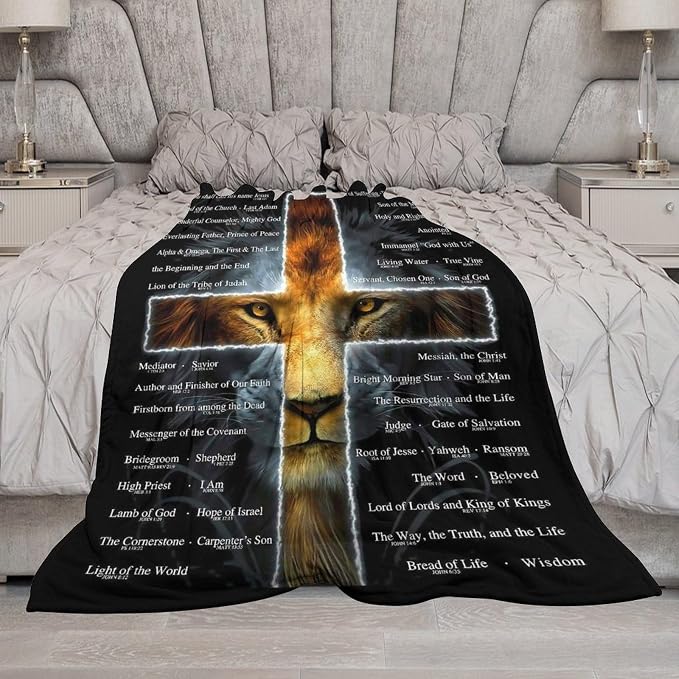 Christian Lion Blanket Scripture Jesus Throw Blanket Christian Gifts - Image 3