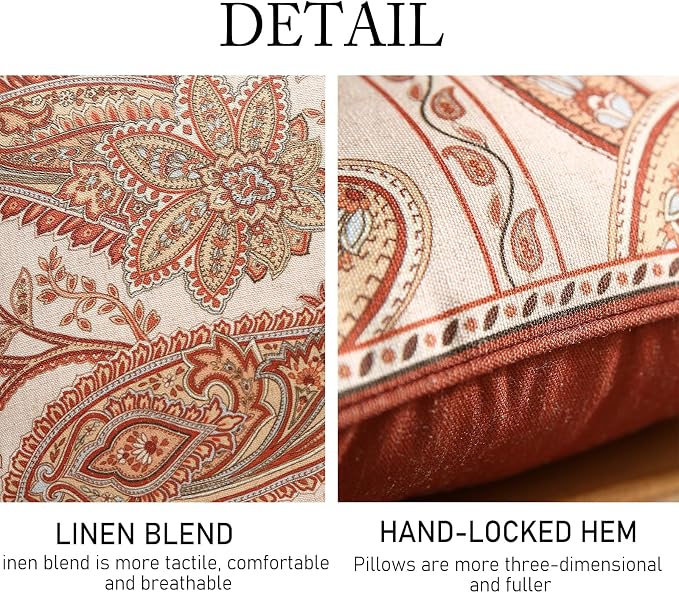 ISAENNE Design Linen Classic Vintage Throw Pillow Covers 18"x18" Pack of 2 - Image 4