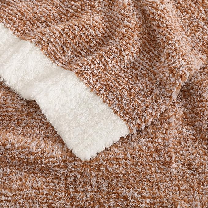 WRENSONGE Throw Blanket Cationic Dyeing Burnt Orange Soft Cozy Fluffy Warm Hand - Image 8