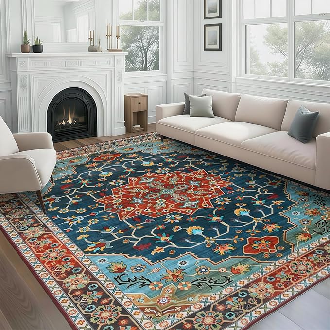 WILLSUN Washable Area Rugs, 8x10 Non-Slip Boho Large Area Rugs by Embracethewarmthofhome