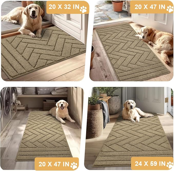 Tindbea Dog Mat for Muddy Paws, Absorbs Moisture Dirt Non-Slip Washable Mud Mat - Image 6