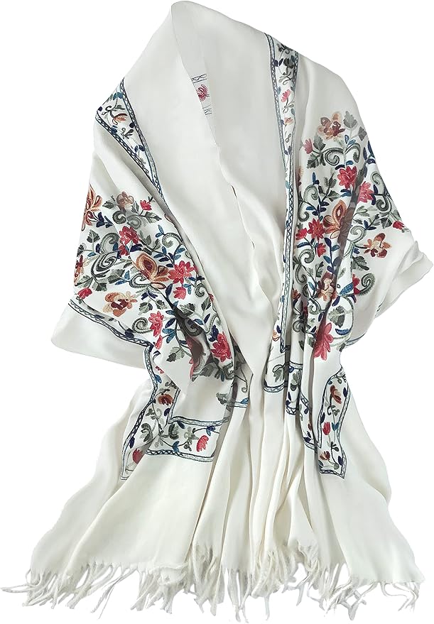 Urban CoCo Women's Embroidered Tassel Long Shawl Oversize Scarf Wraps - Image 2