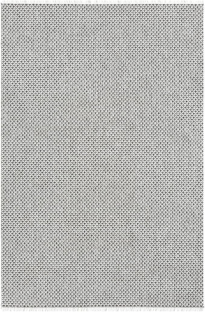 LUXE WEAVERS Solid Machine Woven White Dark Gray 9x12 Area Rug, Indoor - Image 2
