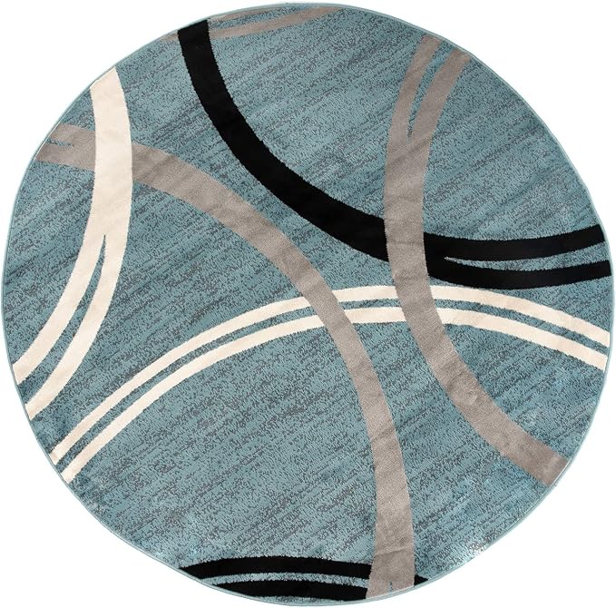 Rugshop Modern Wavy Circles Design Round Rug, Carpet - Image 2