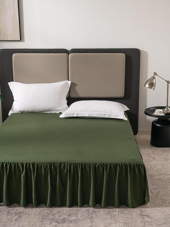 TSUTOMI Green Bed Skirt Full Size Ruffled Bed Skirt - Image 2