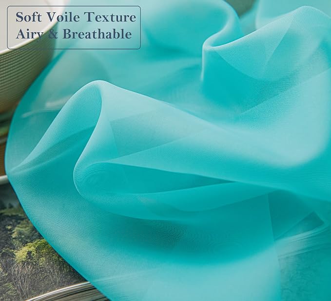 PI Teal Sheer Short Curtains 63 Inches Long - Image 3