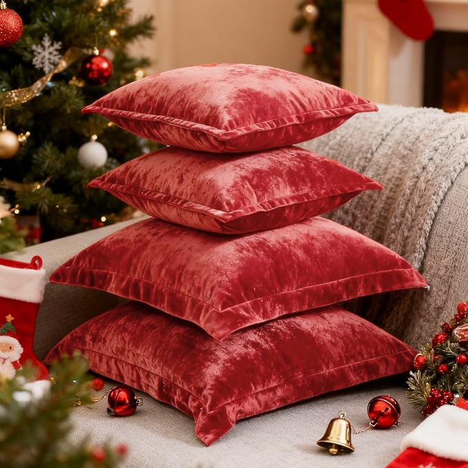 Luxurious Velvet Euro Shams Decorative Throw Pillow Covers 26x26 Set of 2 Solid - Image 5