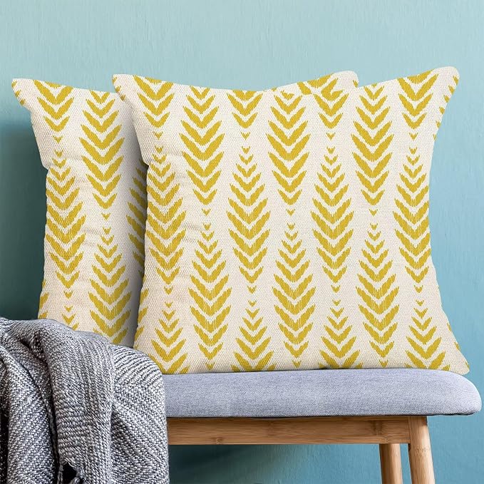 BETGINY Yellow Boho Pillow Covers 18 x 18 Inch Pack of 2, Bohemian Ethnic - Image 4