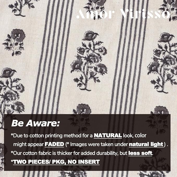 Amor Virisso Floral Throw Pillow Covers 18x18 Set of 2 Block Print Pillow - Image 3