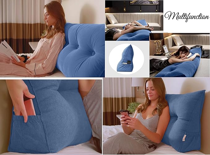 Triangular Reading Bed Rest Pillow Large Bolster Cushion Headboard Backrest - Image 5
