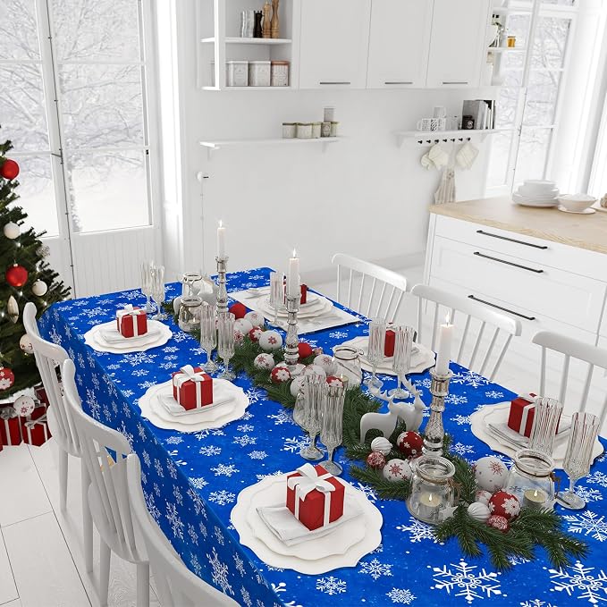 Jectivs 6 Pieces Christmas Snowflake Plastic Party Tablecloth Decorations - Image 7