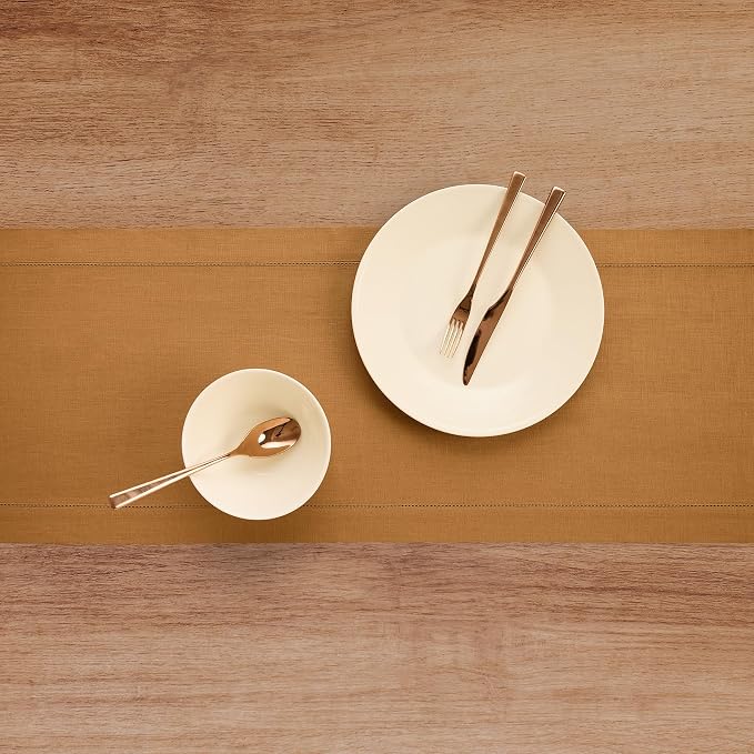 Solino Home Linen Brown Sugar Table Runner 132 Inches Long - Image 3